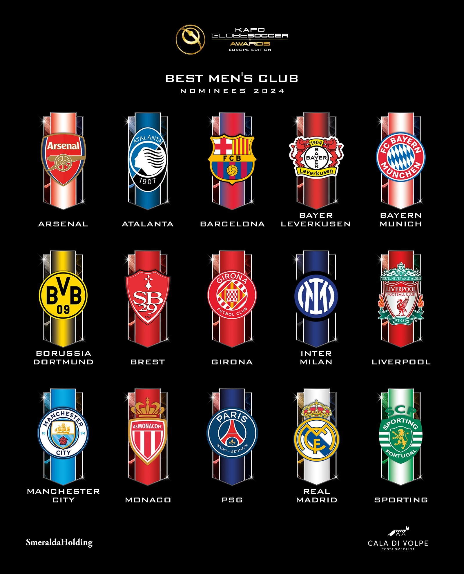 环足欧洲奖最佳男足俱乐部提名：皇萨、曼城、国米、药厂在列