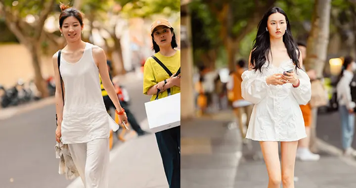 去了上海才发现：今夏流行“白开水”穿搭，干净显白，简约却高级