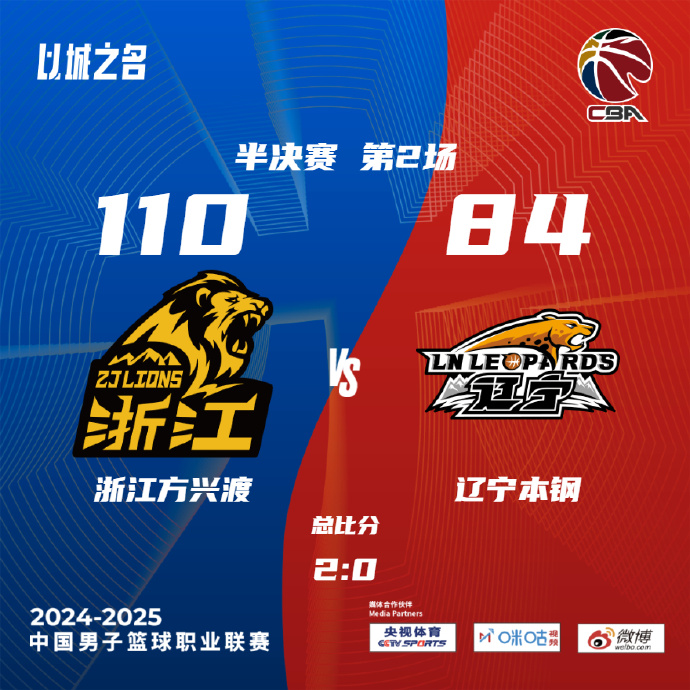 CBA-广厦110-84大胜辽宁2-0拿赛点 布朗30+9