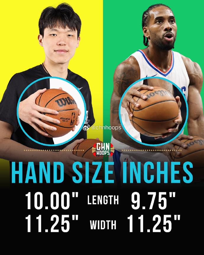 天赋满满，杨瀚森的手比NBA知名大手莱昂纳德还大