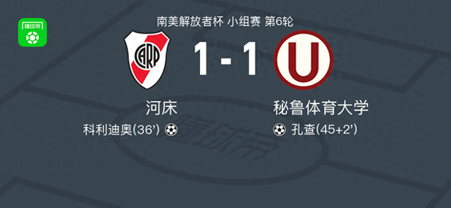 河床1-1秘鲁体育大学，科利迪奥破僵，孔查扳平