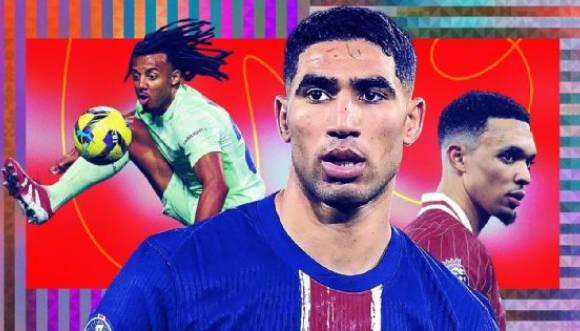 ESPN评24-25赛季十大边后卫：阿什拉夫第一，阿诺德第二