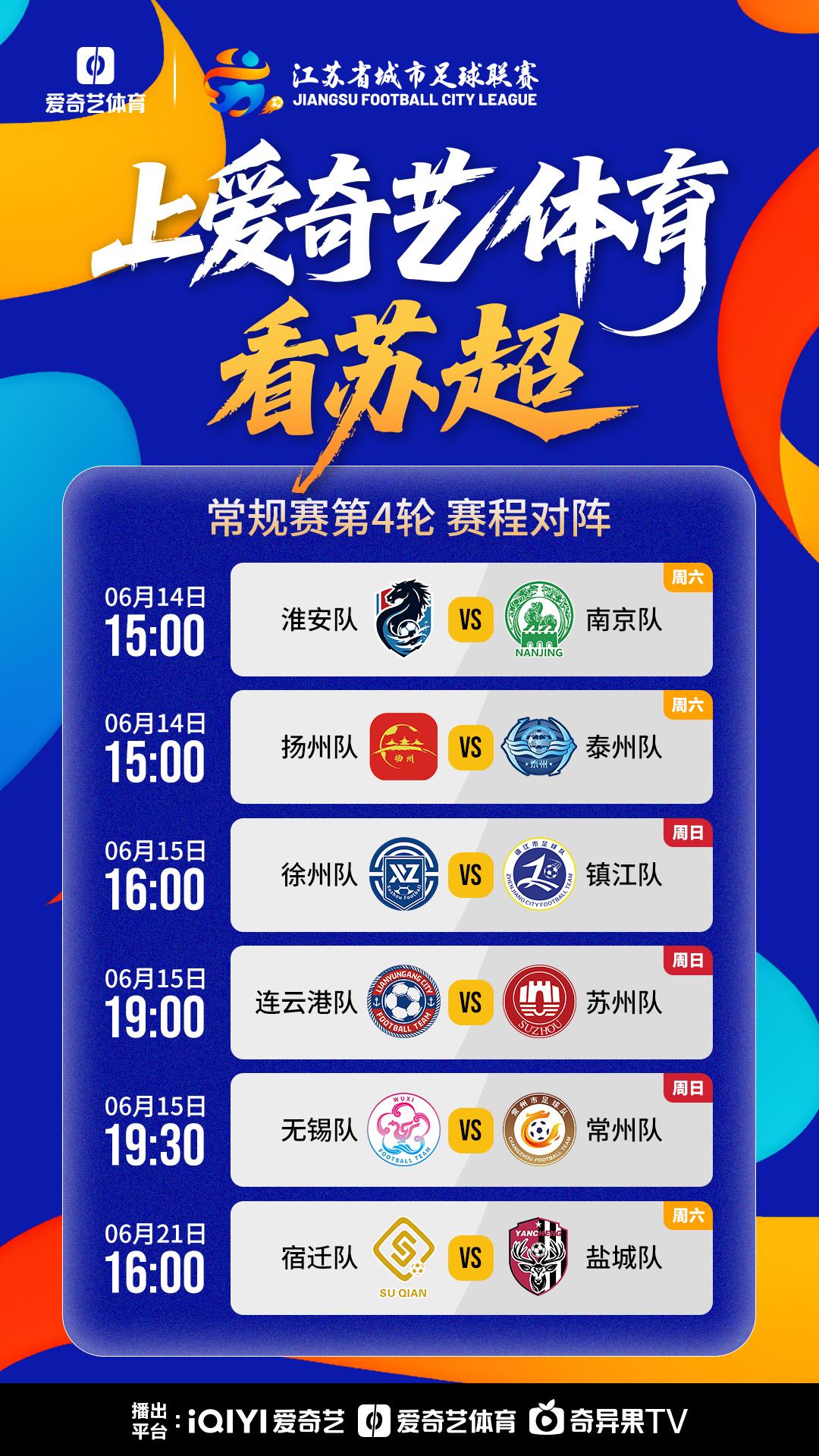 官方：爱奇艺体育将转播苏超，本周末可免费观看
