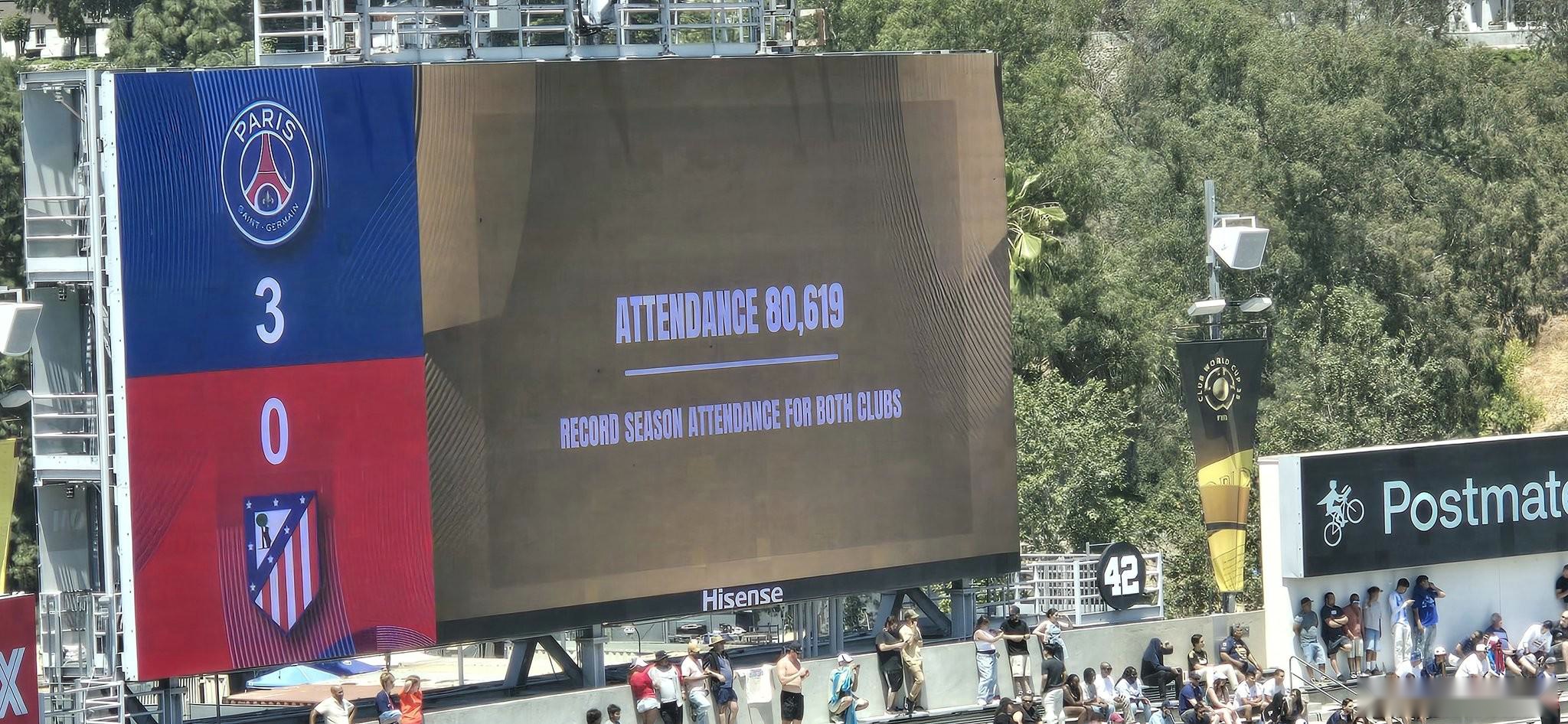 官方：共有80619人现场观战世俱杯小组赛巴黎vs马竞