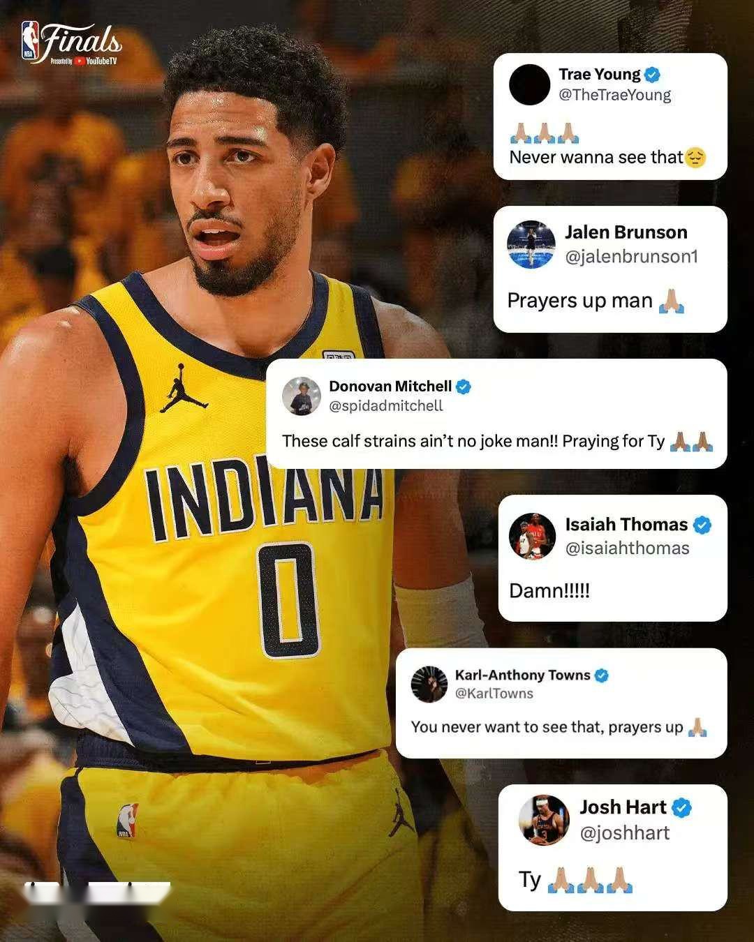 伤病退散！NBA众将为哈利伯顿祈福：需要重视对球员的保护！