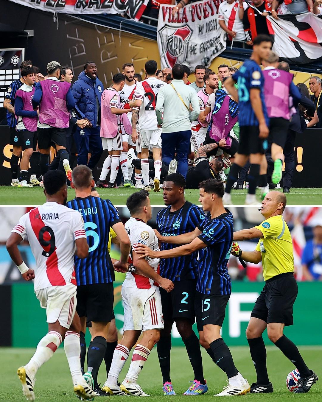 河床球迷向邓弗里斯扔杂物，世体：预计FIFA将对河床进行处罚
