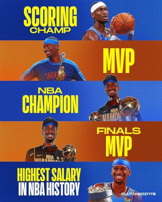 盆满钵满，亚历山大成为NBA历史首位年薪超过7000万美元的球员