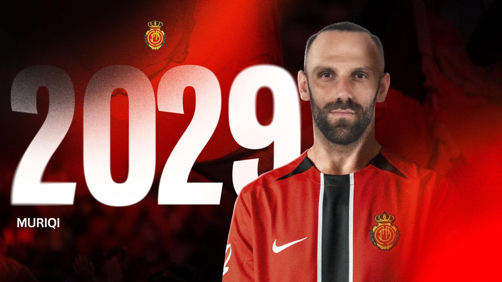 官方：马略卡与31岁前锋韦达特-穆里奇续约至2029年