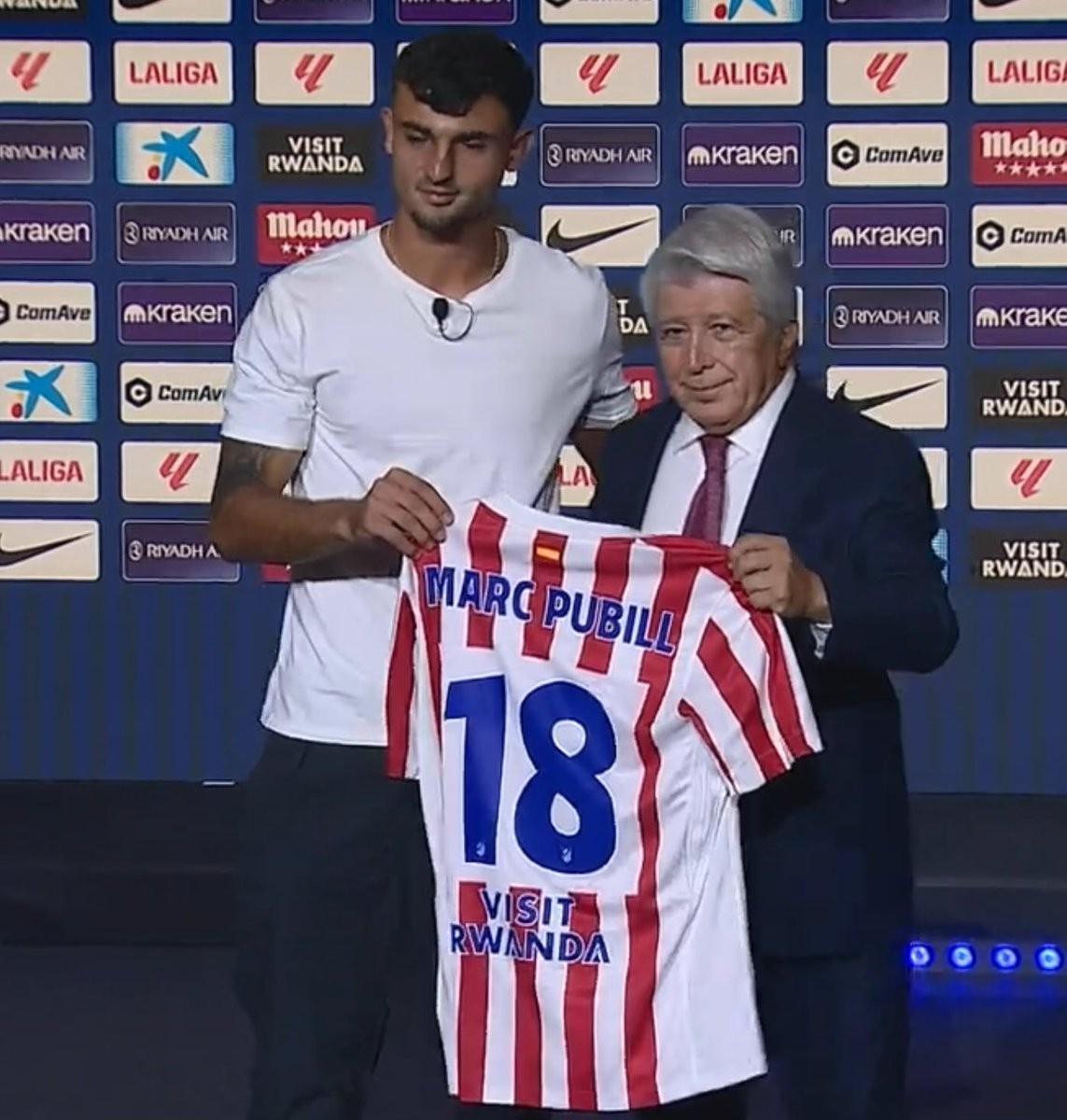 官方：新援普维尔将身披马竞的18号球衣