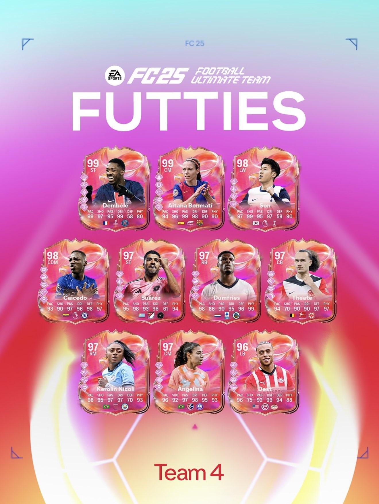 FC25粉卡4队上线：99登贝莱&邦马蒂&古利特领衔