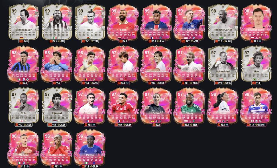 FC25粉卡5队：99萨拉赫&帕尔默&杜埃&贝尔&皮尔洛领衔