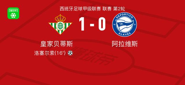 皇家贝蒂斯1-0阿拉维斯，洛塞尔索一剑封喉