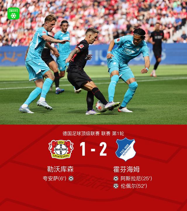 霍芬海姆2-1逆转勒沃库森，阿斯拉尼破门，伦佩尔建功