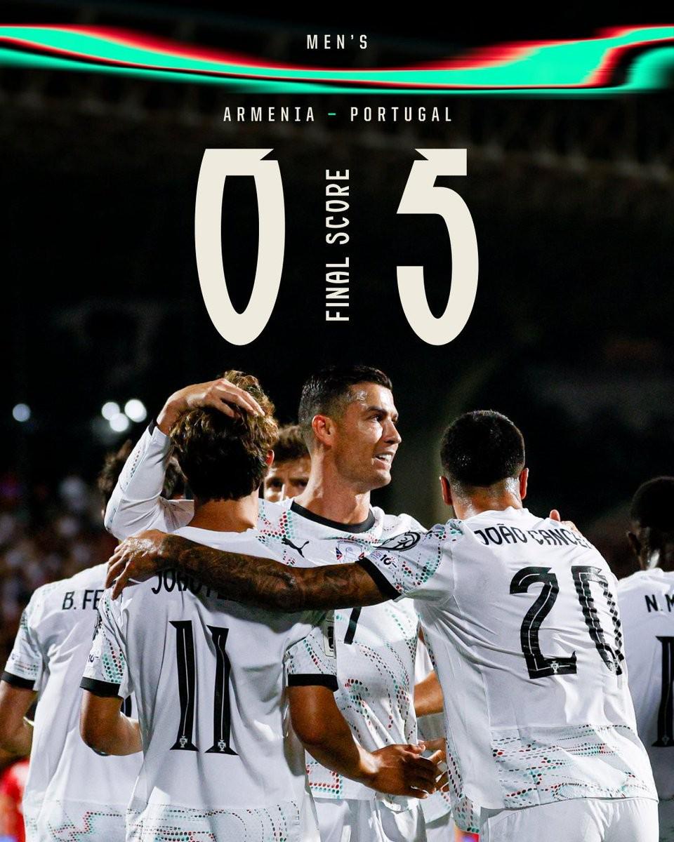 葡萄牙世预赛5-0大胜，沙特联赛3名球员包揽5球