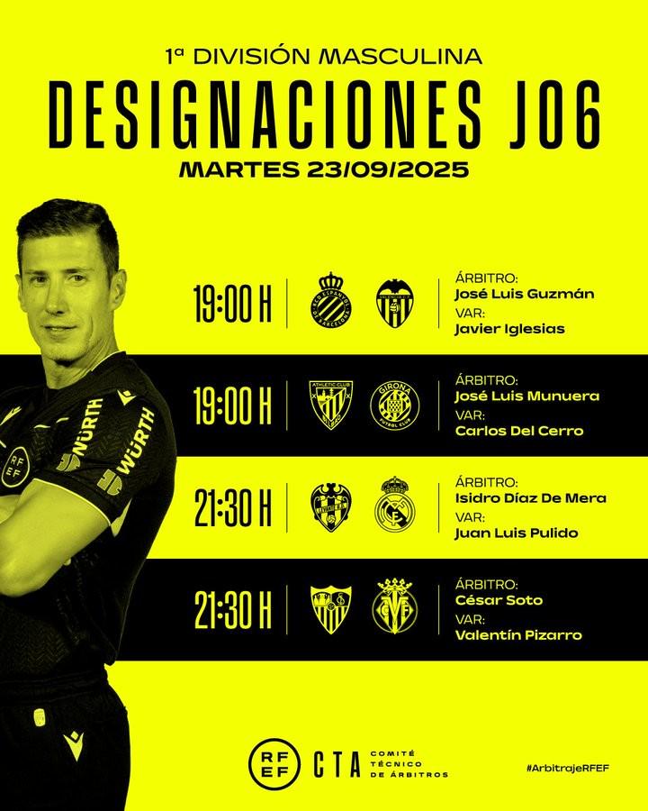 周二西甲裁判安排：迪亚斯-德梅拉执法皇马客战莱万特