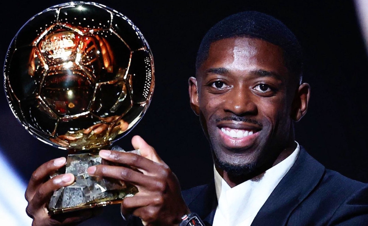 登贝莱成第二位90后金球先生 第一个是去年的罗德里