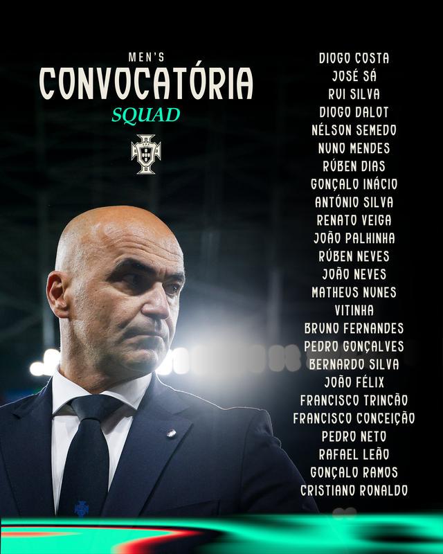 葡萄牙世预赛大名单：C罗领衔，维蒂尼亚、B费、菲利克斯在列