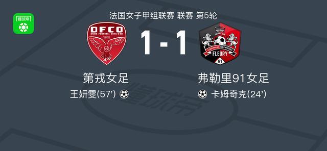 第戎女足1-1弗勒里91女足，卡姆奇克破僵，王妍雯扳平