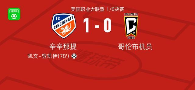 辛辛那提1-0哥伦布机员，凯文-登凯伊制胜
