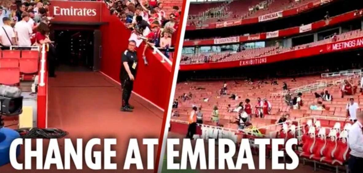 太阳报：在阿尔特塔要求下，酋长球场移除球员通道顶棚以增强互动