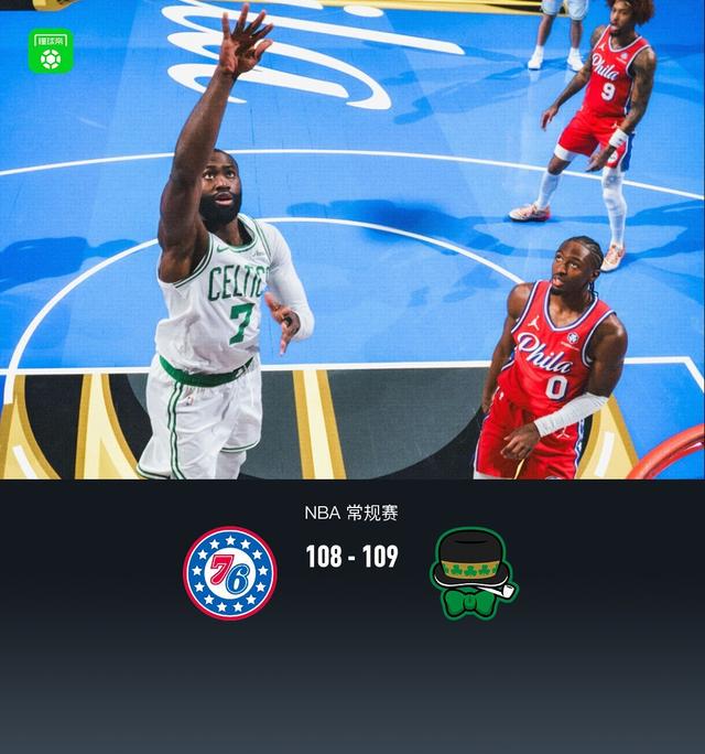 凯尔特人109-108送76人赛季首败，杰伦-布朗32分，马克西空砍26+8+14