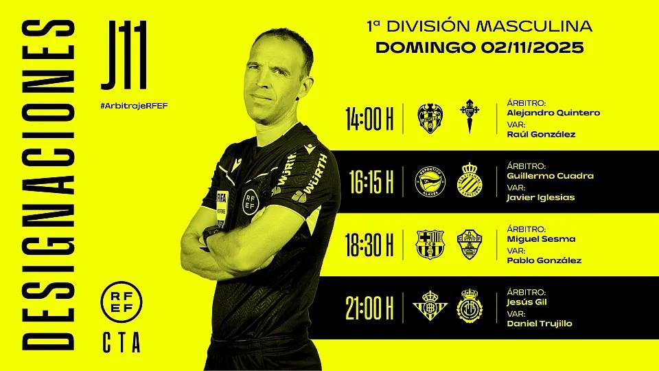 周日西甲裁判：米格尔-塞斯马执法巴萨vs埃尔切