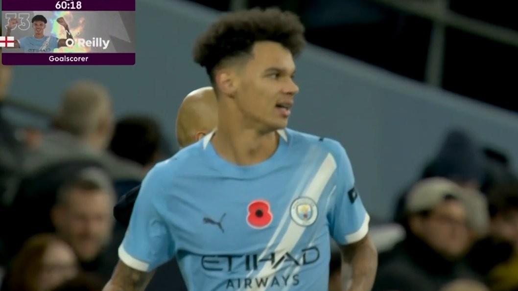 自9月以来，奥赖利是除哈兰德之外首位在英超进球的曼城球员