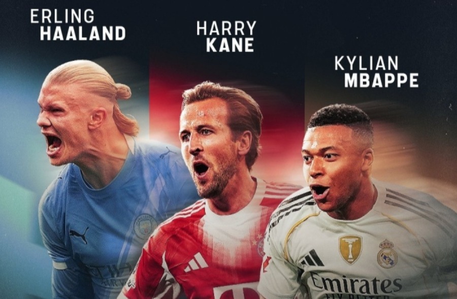 哈兰德本季17场27球，凯恩19场25球，姆巴佩18场21球