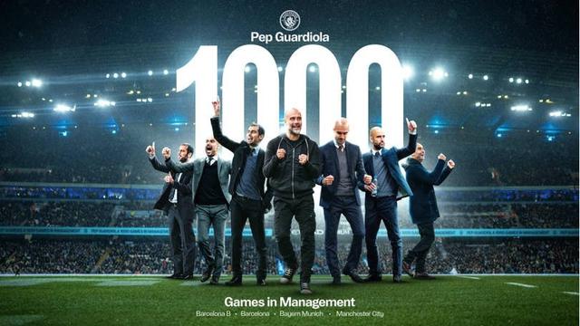 瓜帅将迎执教生涯第1000场比赛，此前999场715胜40座重要奖杯