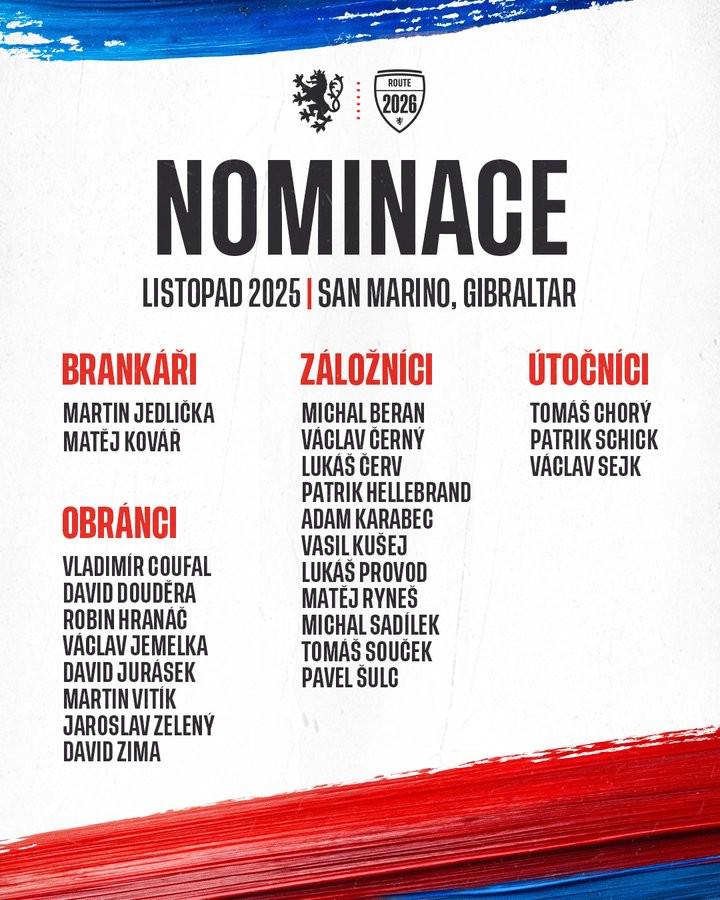 捷克11月大名单：绍切克、希克领衔，舒尔茨、维季克在列