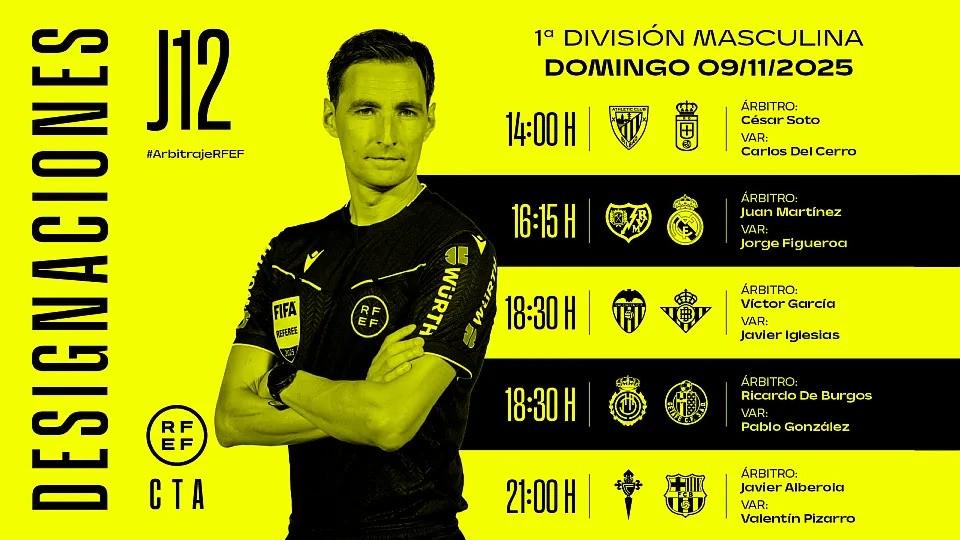 周日西甲裁判：胡安-马丁内斯执法皇马，阿尔韦罗拉执法巴萨