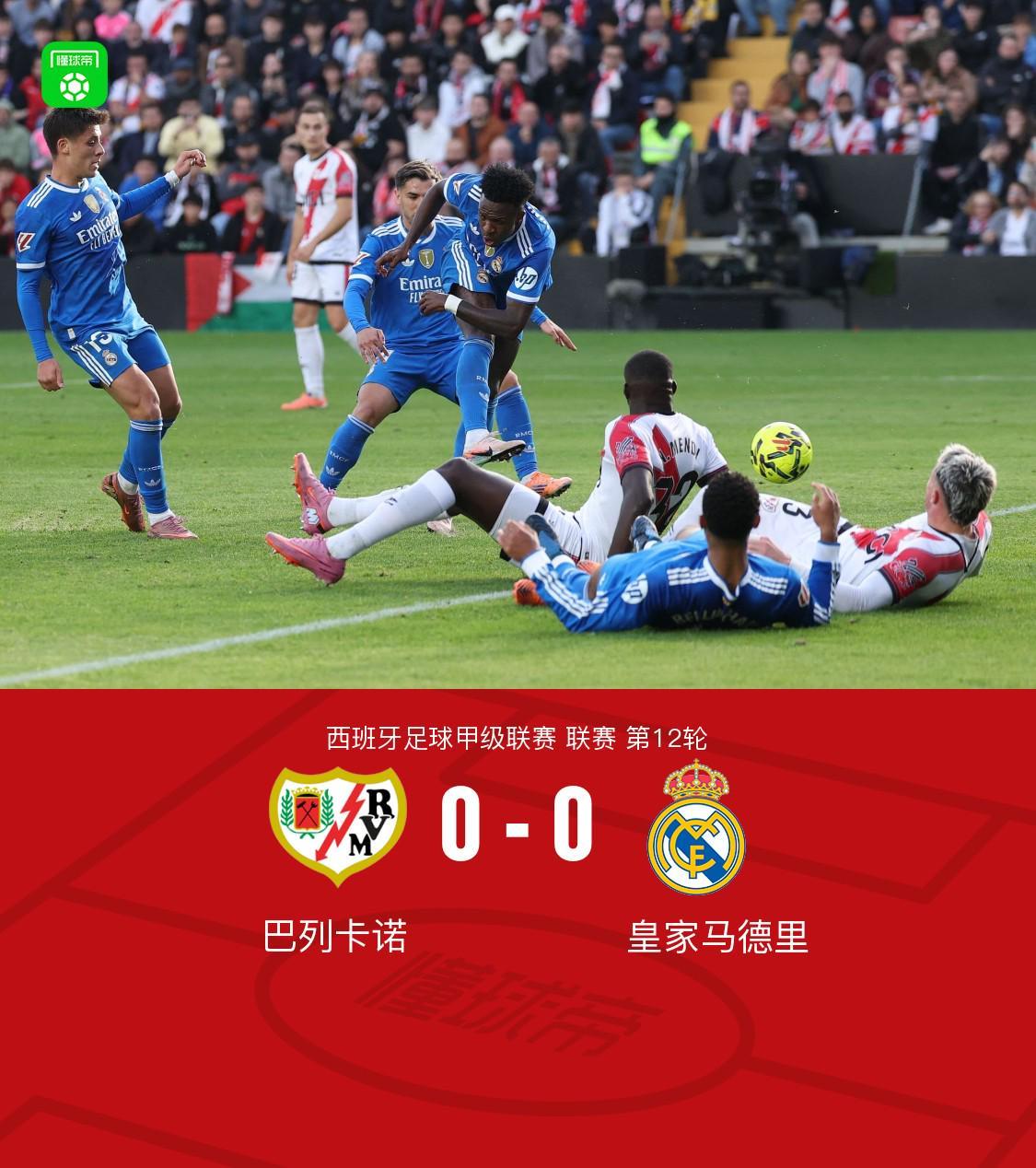 剑南春丨皇马客场0-0巴列卡诺，比赛平淡，巴尔韦德伤退