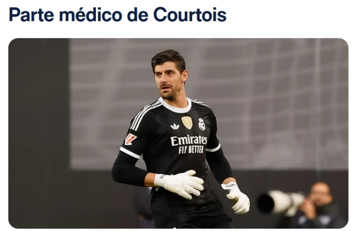 皇马官方：库尔图瓦右腿长收肌受伤 预计伤缺2周