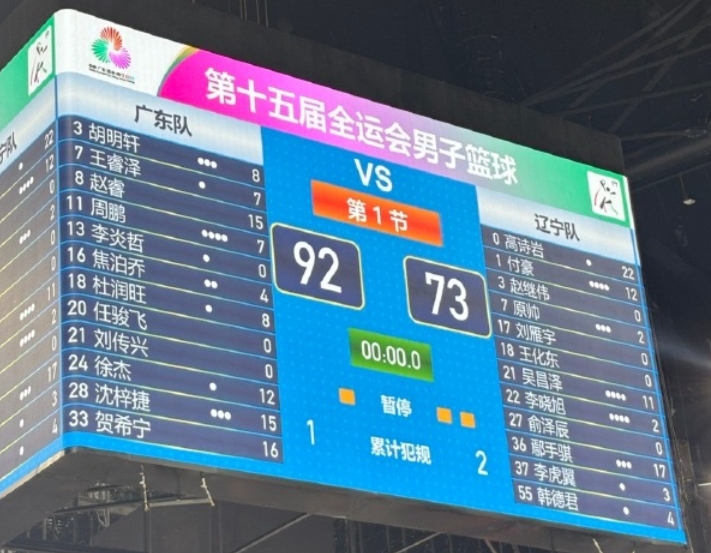 全运男篮-广东92-73辽宁挺进决赛 沈梓捷15+14