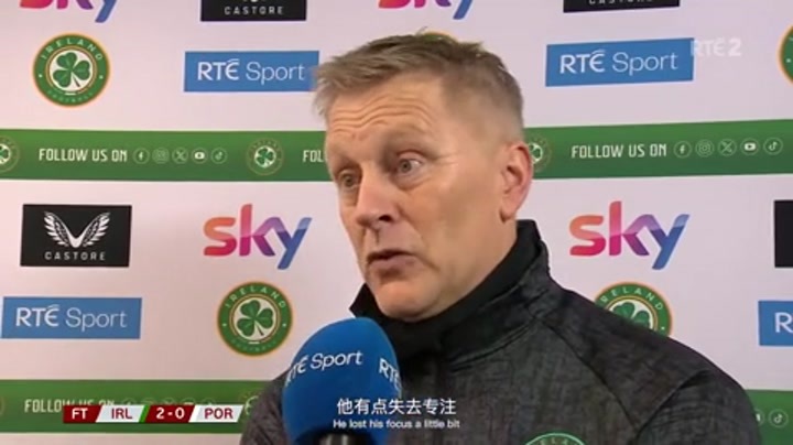 爱尔兰主帅：C罗自己失控 但要把责任归到裁判或别人身上