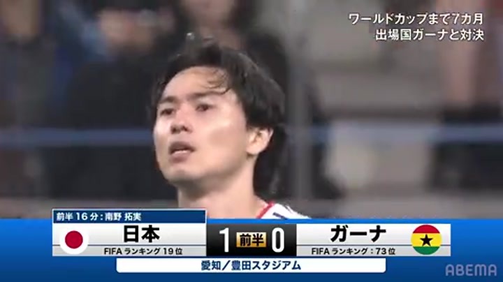 麒麟杯-南野拓实破门堂安律建功 日本2-0加纳