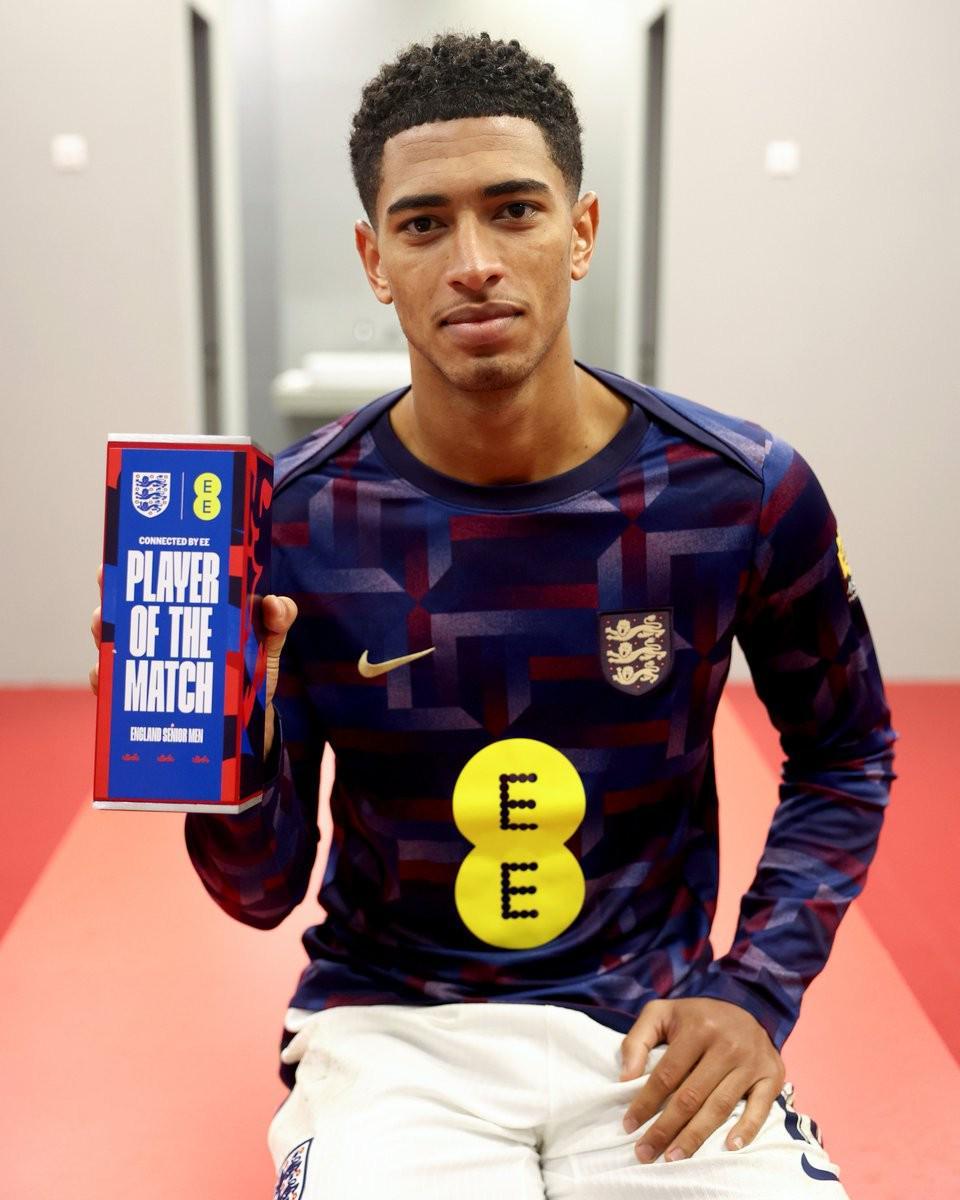 官方：贝林厄姆当选与阿尔巴尼亚一役英格兰队内最佳球员