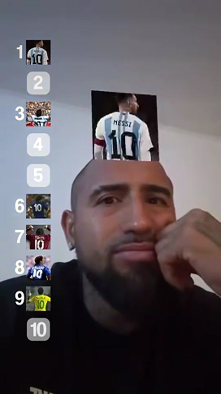 比达尔盲选10号球员：梅西居首 贝利、马拉多纳、小罗前四