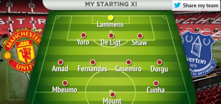 曼晚预测曼联首发：卡塞米罗搭B费，多尔古、芒特、姆伯莫出战