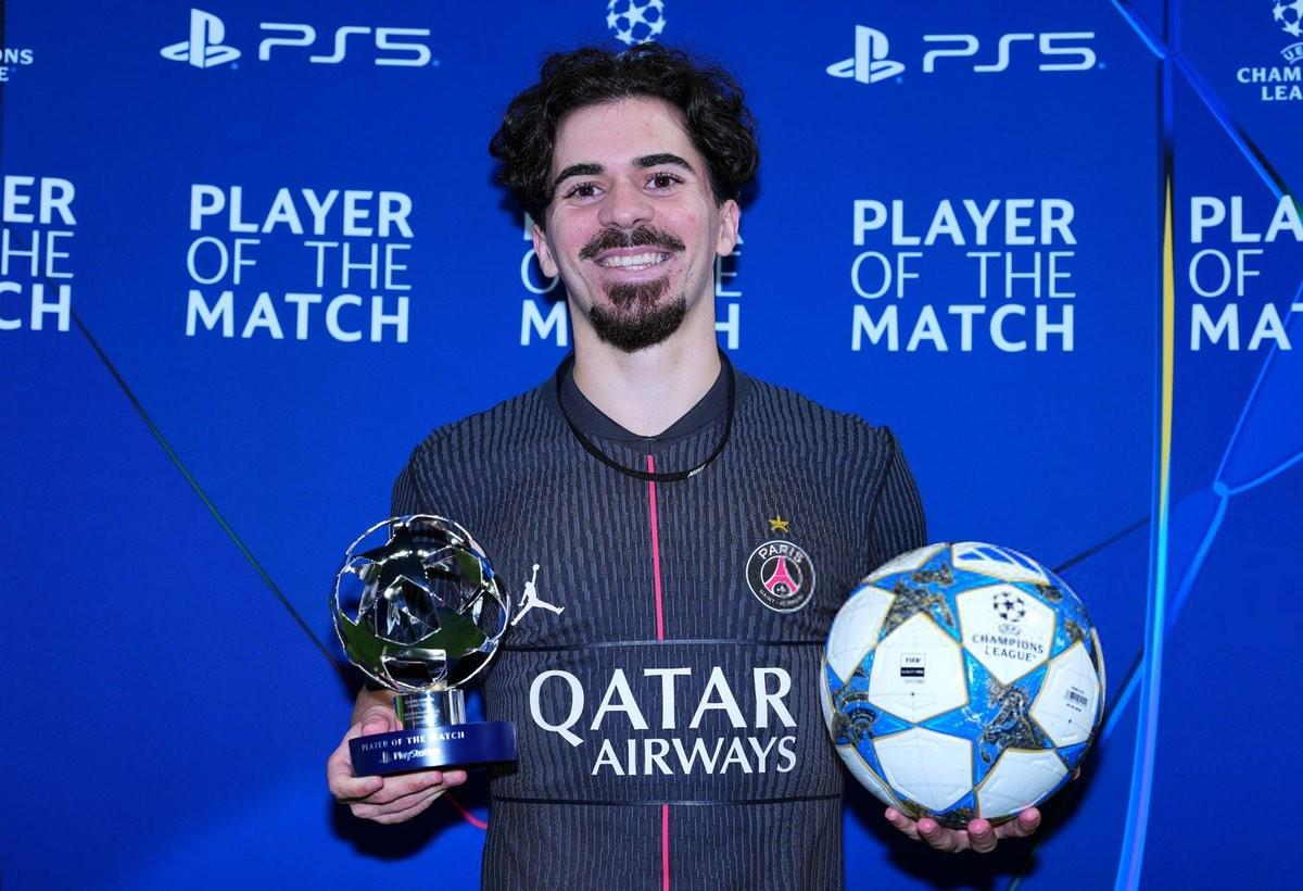 帽子戏法，维蒂尼亚当选巴黎vs热刺全场最佳球员