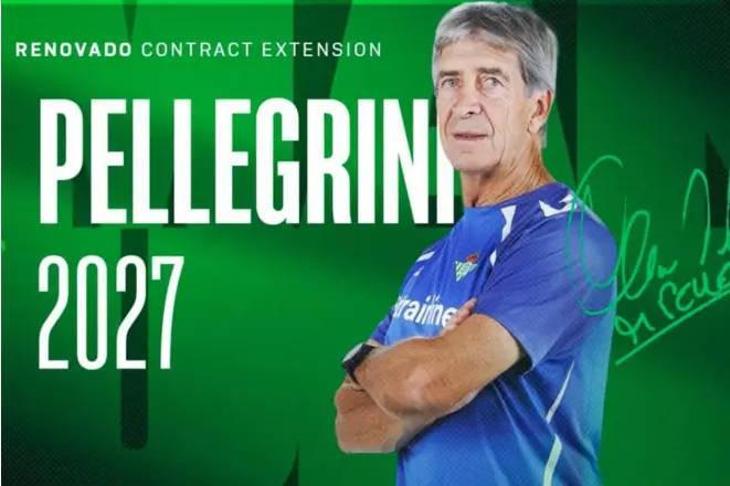 官方：皇家贝蒂斯与72岁主帅佩莱格里尼续约至2027年