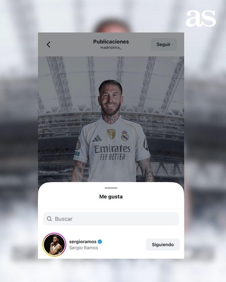 阿斯：拉莫斯点赞球迷关于自己将回归皇马的社媒 但可能性不大