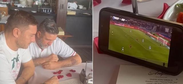 远在迈阿密心系罗马，托蒂和坎德拉用手机观看老东家焦点大战