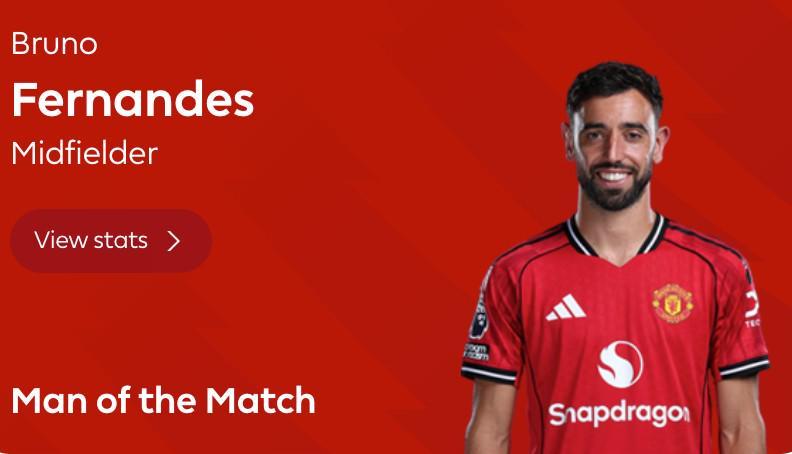 传射建功，B费当选曼联4-4伯恩茅斯全场最佳球员