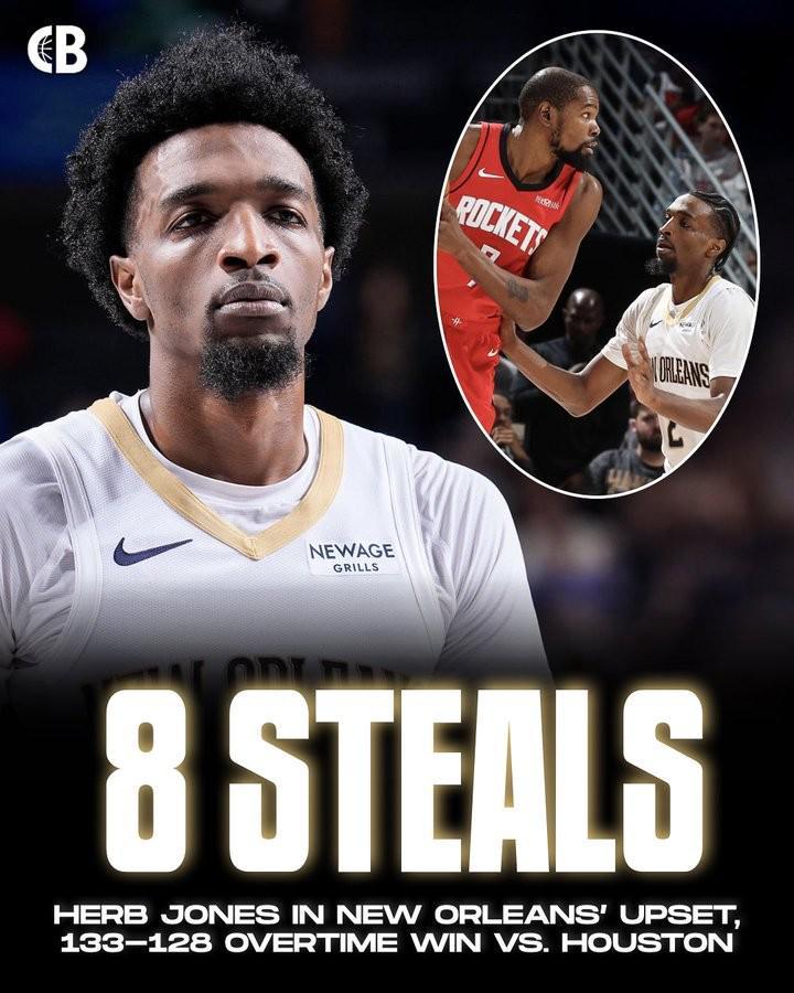 堪比强盗，赫伯特-琼斯对火箭送出8次抢断创生涯新高