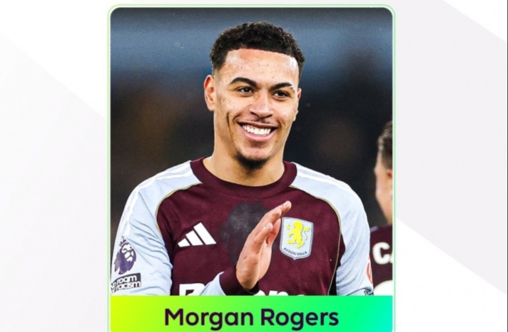 官方：罗杰斯当选英超第17轮最佳球员