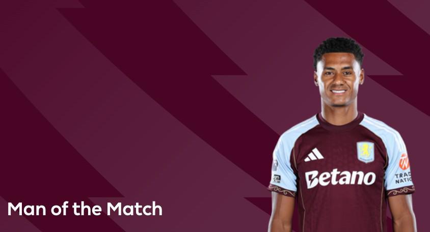 替补完成梅开二度，沃特金斯当选维拉2-1客胜切尔西全场最佳