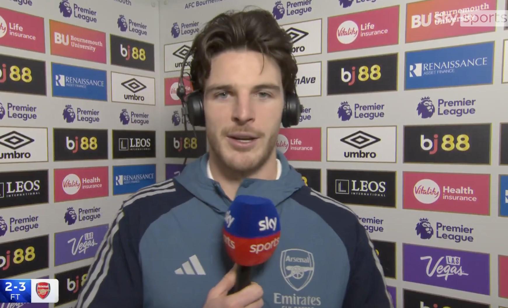 赖斯：有时间也许会看曼城vs切尔西；我们处在很好的位置上