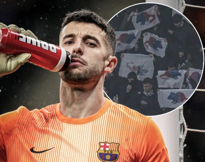 西班牙人球迷第13分钟举红蓝老鼠旗 嘲讽霍安-加西亚