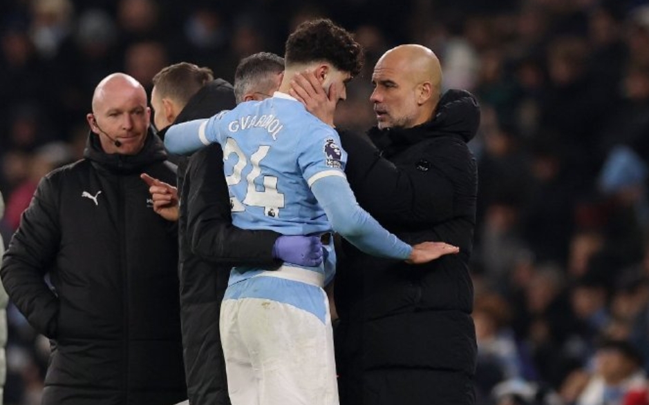 曼城官方：格瓦迪奥尔右腿胫骨骨折将接受手术